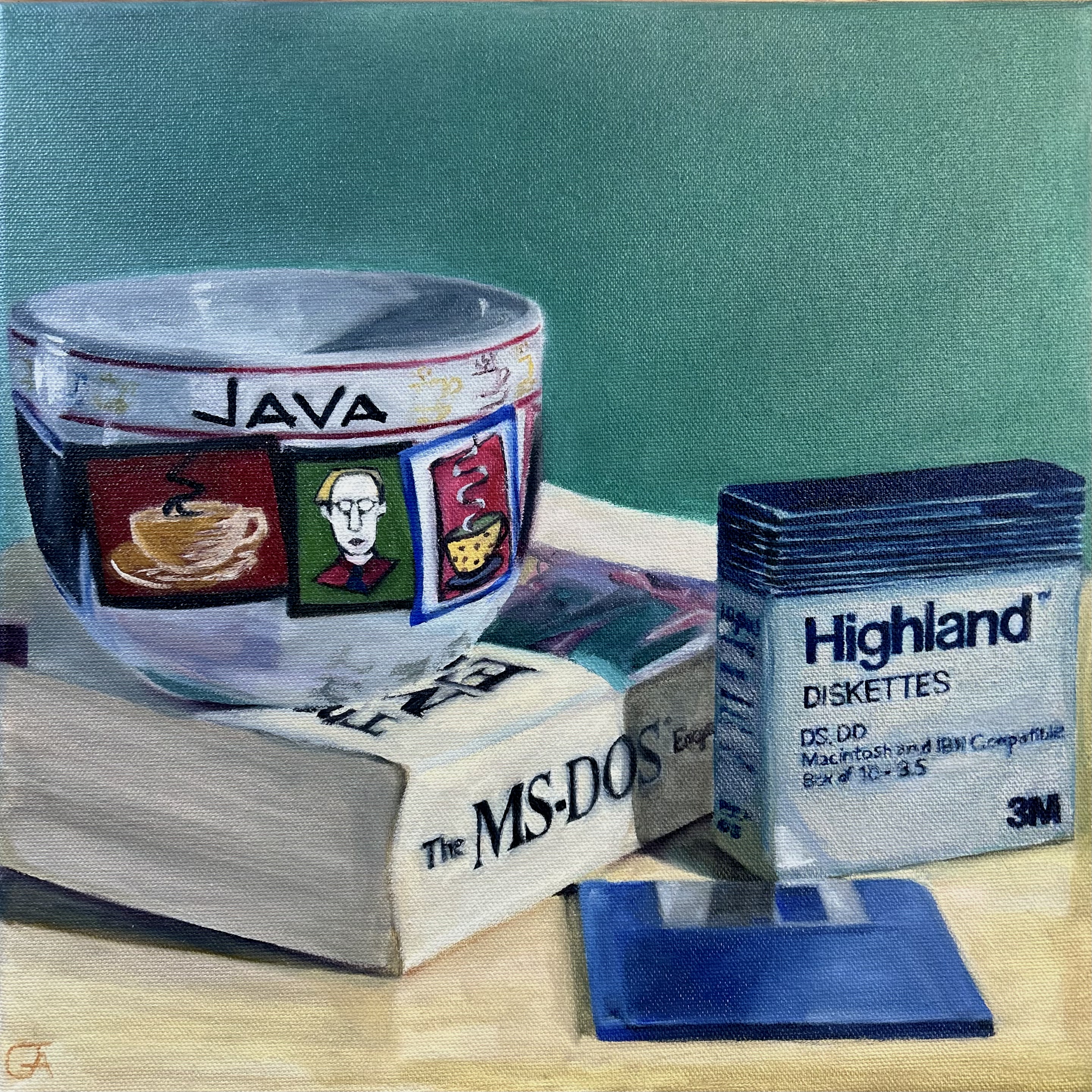 "The Programmer's Desk" 12" x 12" Oil on Canvas