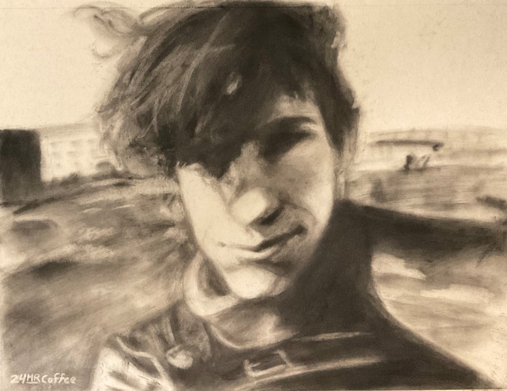 "Put Your Hand Inside The Puppet Head" - Charcoal on 9"x12" Paper