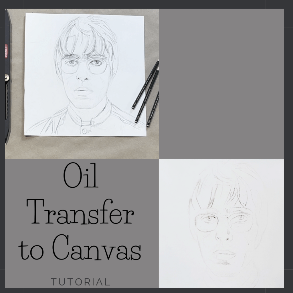 picture of a painting of Liam Gallagher, Oil Transfer painting tutorial